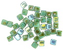 Czech Glass Turquoise AB Picasso Cube 4mm