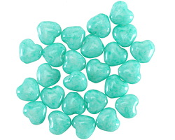 Czech Glass Turquoise Lustered Heart 6mm