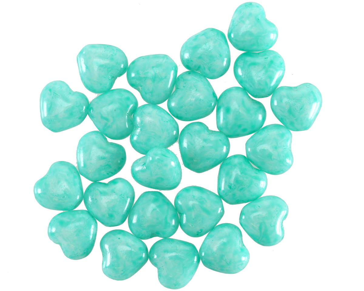 Czech Glass Turquoise Lustered Heart 6mm