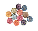 Czech Glass Rainbow Mix Hibiscus Coin 8mm