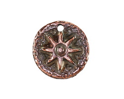 Mykonos Antique Copper (plated) Sun Coin Focal 22mm