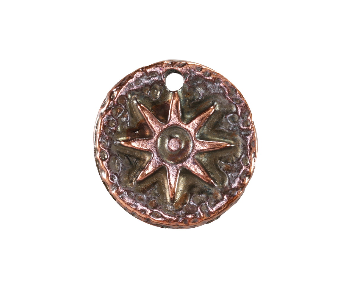 Mykonos Antique Copper (plated) Sun Coin Focal 22mm