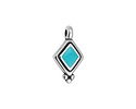 Antique Silver (plated) Turquoise Enamel Beaded Diamond Focal 10x17mm
