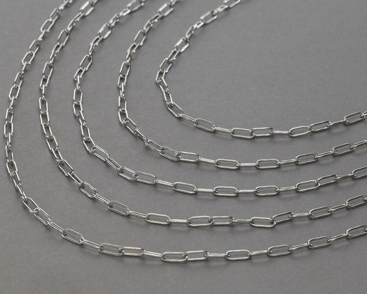 Stainless Steel Small Paperclip Chain, 7.9x2.3mm links, 25ft Spool