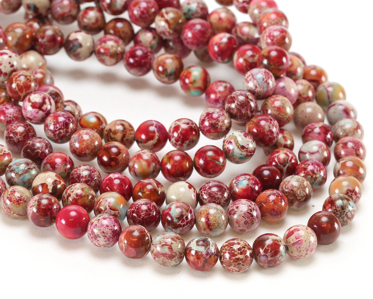 Fuchsia & Turquoise Impression Jasper Round 8mm