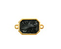 24K Gold (Plated) Jet Pearl Enamel Octagon Focal Link 22x12mm