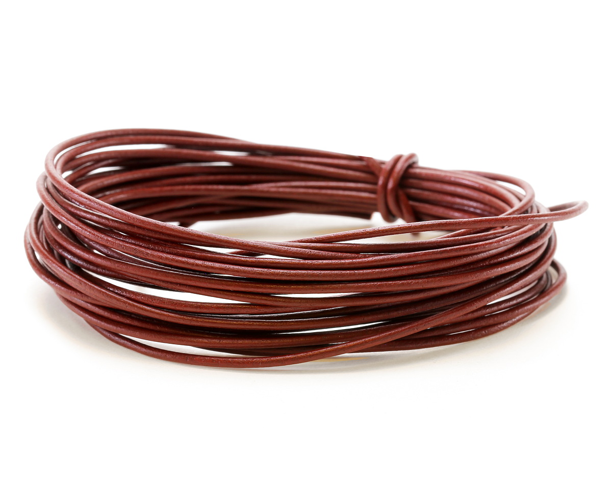 Red Brown Round Greek Leather Cord 1.5mm, 16 feet