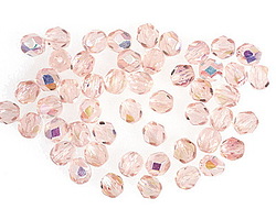 Czech Glass Rosaline AB Fire Polished Round 4mm