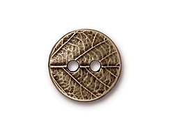 TierraCast Antique Brass (plated) Round Leaf Button 17mm