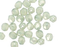 Czech Glass Luster Stone Green Opal Fire Polished Round 6mm