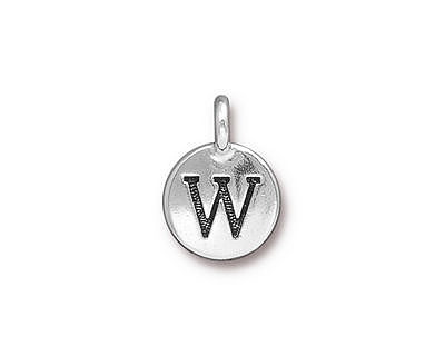 TierraCast Antique Silver (plated) Round "W" Charm 12x17mm