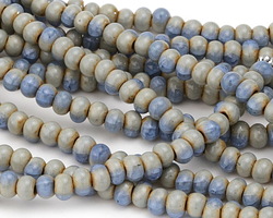 Sky Blue Crackle Porcelain Tumbled Rondelle 5x7mm