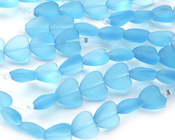 Turquoise Bay Beach-Style Glass Puffed Heart 11x12mm