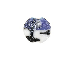 Grace Lampwork Snowy Night Lentil 14x16mm