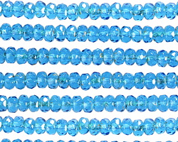 Czech Glass Capri Blue Picasso Fire Polished Rondelle 3x5mm