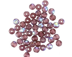 Czech Glass Etched Amethyst AB Round Druk 4mm