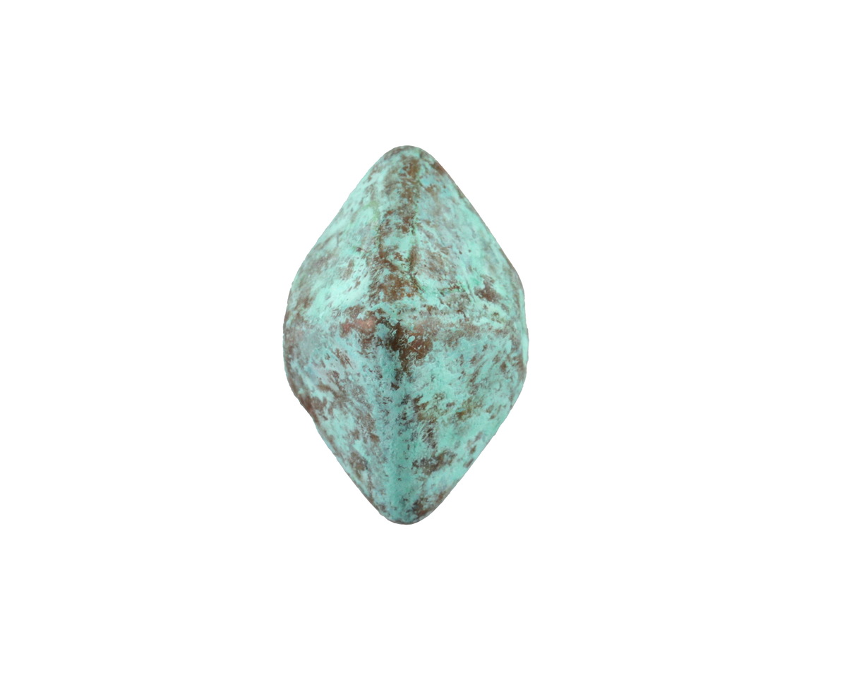 Mykonos Metalized Ceramic Copper Patina Octahedron Bead 13x15mm