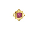 24K Gold (plated) Orchid Pearl Enamel Beaded Square Focal Link 15x14.5mm
