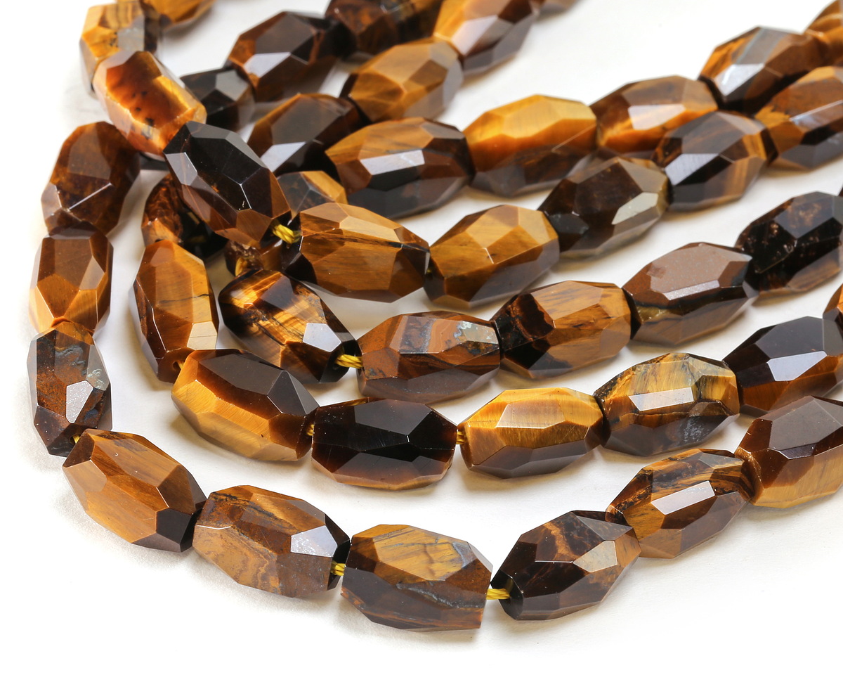 Tiger Eye Microfaceted Long Nugget 9x14mm