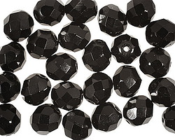 Czech Glass Jet Fire Polished Round 8mm