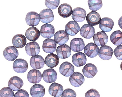 Czech Glass Luster Transparent Amethyst Round 6mm