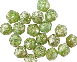 Czech Glass Beach Glass w/ Mercury Finish English Cut Bead 6x8mm