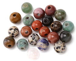 Multi Gemstone (Sodalite, Tiger Eye, Red Jasper, Aventurine) Round (Large Hole) 10mm