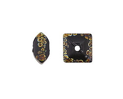 A Beaded Gift Dusted Jet Glass Square Rondelle 14mm