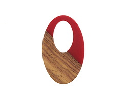 Walnut Wood & Cherry Resin Oval Off-Center Hoop Focal 22x35mm