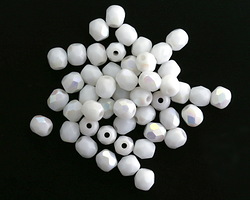 Czech Glass White AB Fire Polished Round 4mm