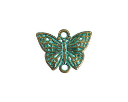 Patina Green Brass (plated) Filigree Butterfly Focal Link 15x19mm