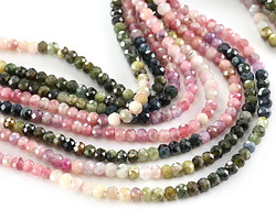Tourmaline (Pink & Green Ombre) Faceted Rondelle 3x4mm