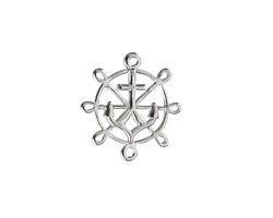 Amoracast Sterling Silver Seafaring Ships' Wheel & Anchor Link 19x17mm