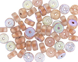 Czech Glass Textured Crystal AB w/ Copper Wash Heishi 3x6mm