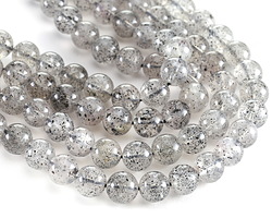 Black Mica In Tourmalinated Quartz Round 10mm