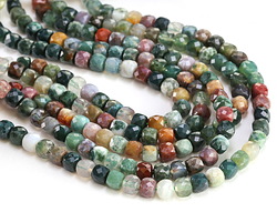 Fancy Jasper Faceted Cube 4mm