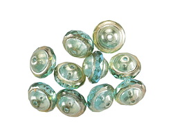 Czech Glass Aquamarine w/ Transparent Silver Saucer 8x10mm