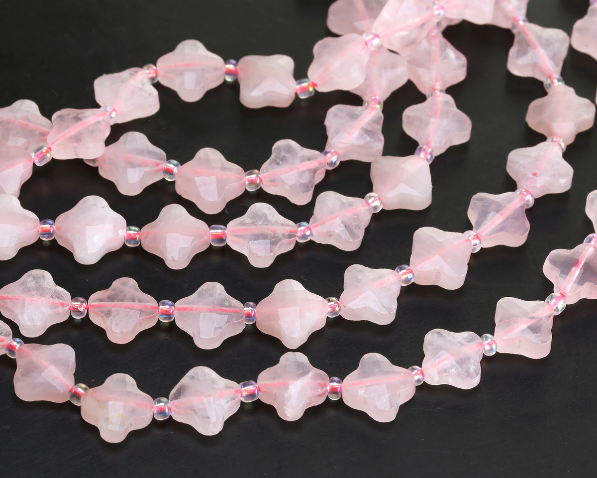 Rose Quartz Faceted Quatrefoil 10mm