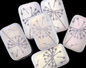 Czech Glass Laser Etched Dandelion on Matte Crystal AB Rectangle 19x12mm