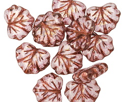 Czech Glass Crystal w/ Pink Luster & Copper Maple Leaf 11x13mm
