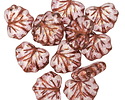 Czech Glass Crystal w/ Pink Luster & Copper Maple Leaf 11x13mm