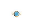 Pacific Blue Crystal Round Link in Gold Finish Bezel 14.5x8.5mm