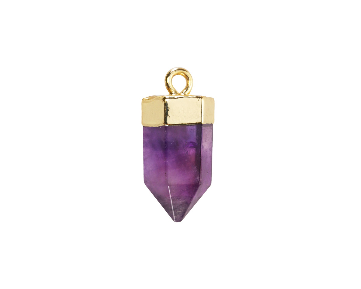 Amethyst Point w/ Gold Finish 8x16mm