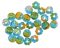 Czech Glass Seaweed AB Large Hole Melon Round 6mm
