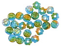 Czech Glass Seaweed AB Large Hole Melon Round 6mm