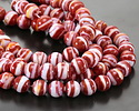 Brick Red & White Swirl Lampwork Glass Round 10mm