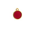 24K Gold (Plated) Transparent Ruby Red Resin Round Focal 12x14mm