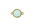 24K Gold (Plated) Transparent Sea Green Resin Round Focal Link 12x17mm