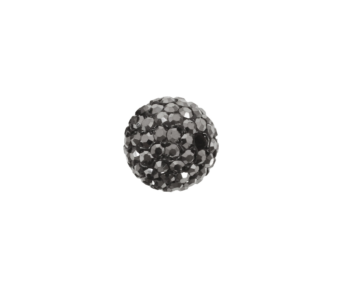Jet Hematite Pave Round 12mm