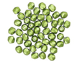 Czech Glass ColorTrends: Saturated Metallic Lime Punch Fire Polished Round 4mm